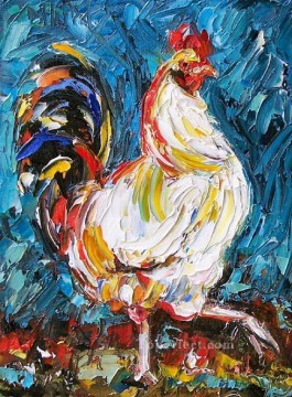 gallo grueso pinta azul con espátula Pinturas al óleo
